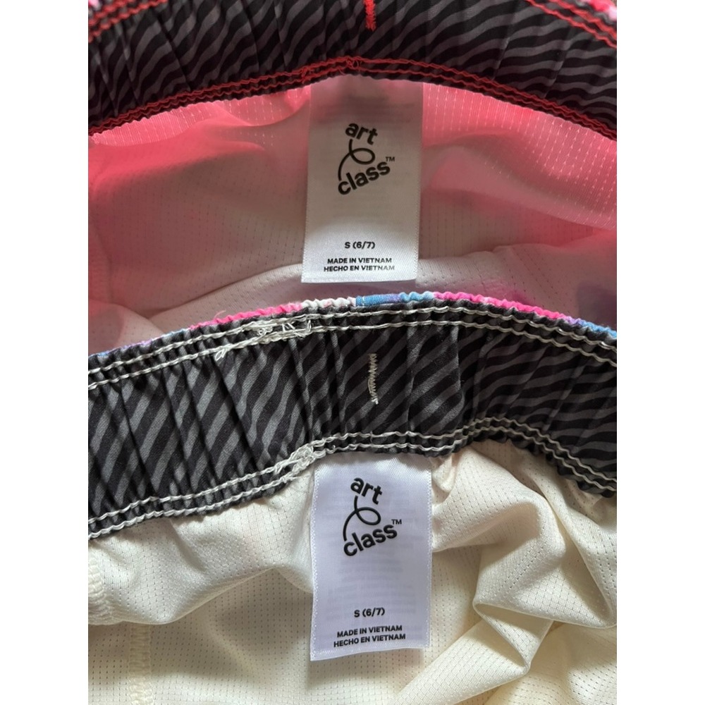 Art Class Swim Trunks Tie Dye Pink Tropical Print Swim size small 6-7 lot of 2 - Picture 11 of 12